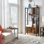 Teollinen kirjahylly 6 tasolla – rustiikinruskea ja musta metallihylly tyylikkääseen sisustukseen