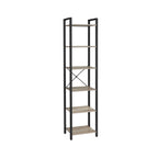 VASAGLE Kapea kirjahylly 6 tasolla – harmaanruskea ja musta säilytyshylly pieniin tiloihin