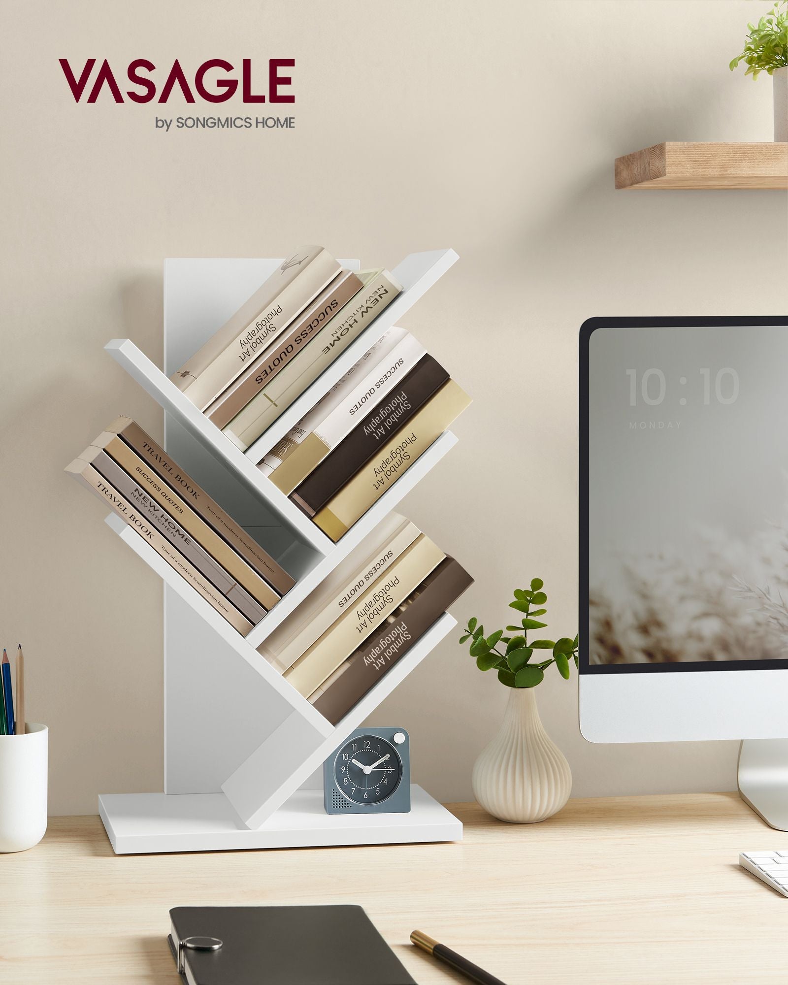 5-tasoinen kulmakirjahylly – kompakti ja tyylikäs säilytysratkaisu pieniin tiloihin