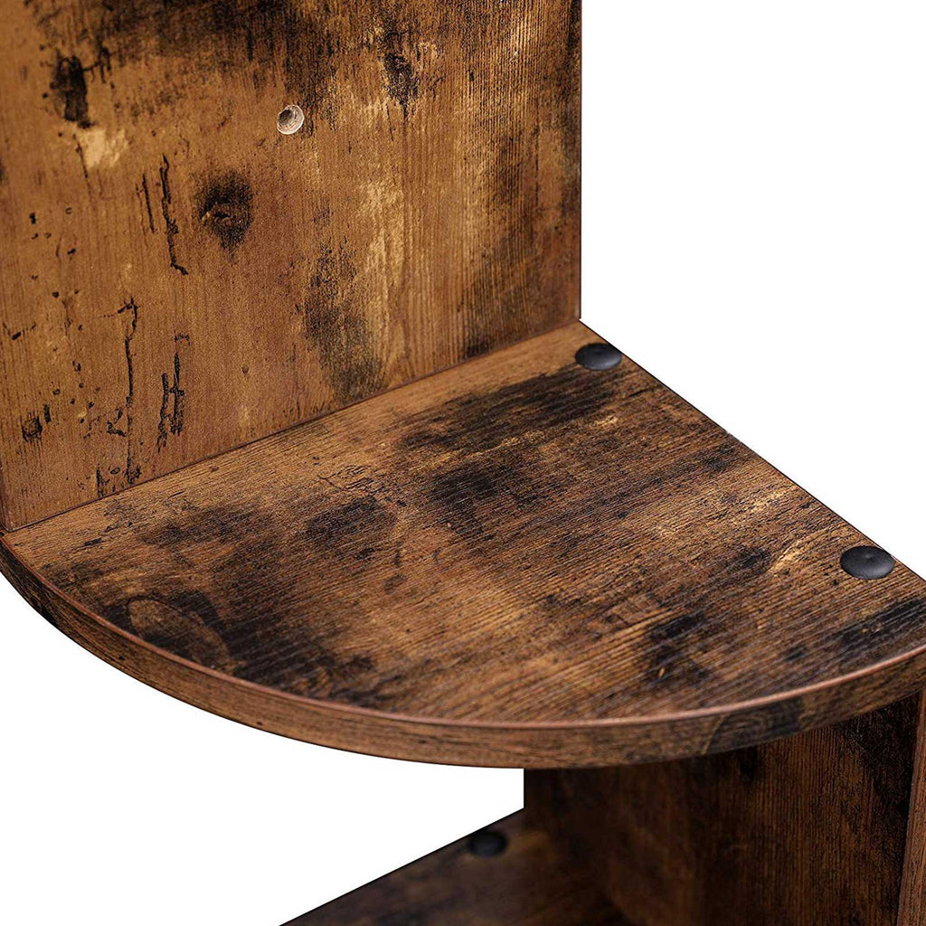 VASAGLE Rustiikinruskea kulmahylly 5 tasolla – siksak-design ja kestävä lastulevyrakenne pieniin tiloihin