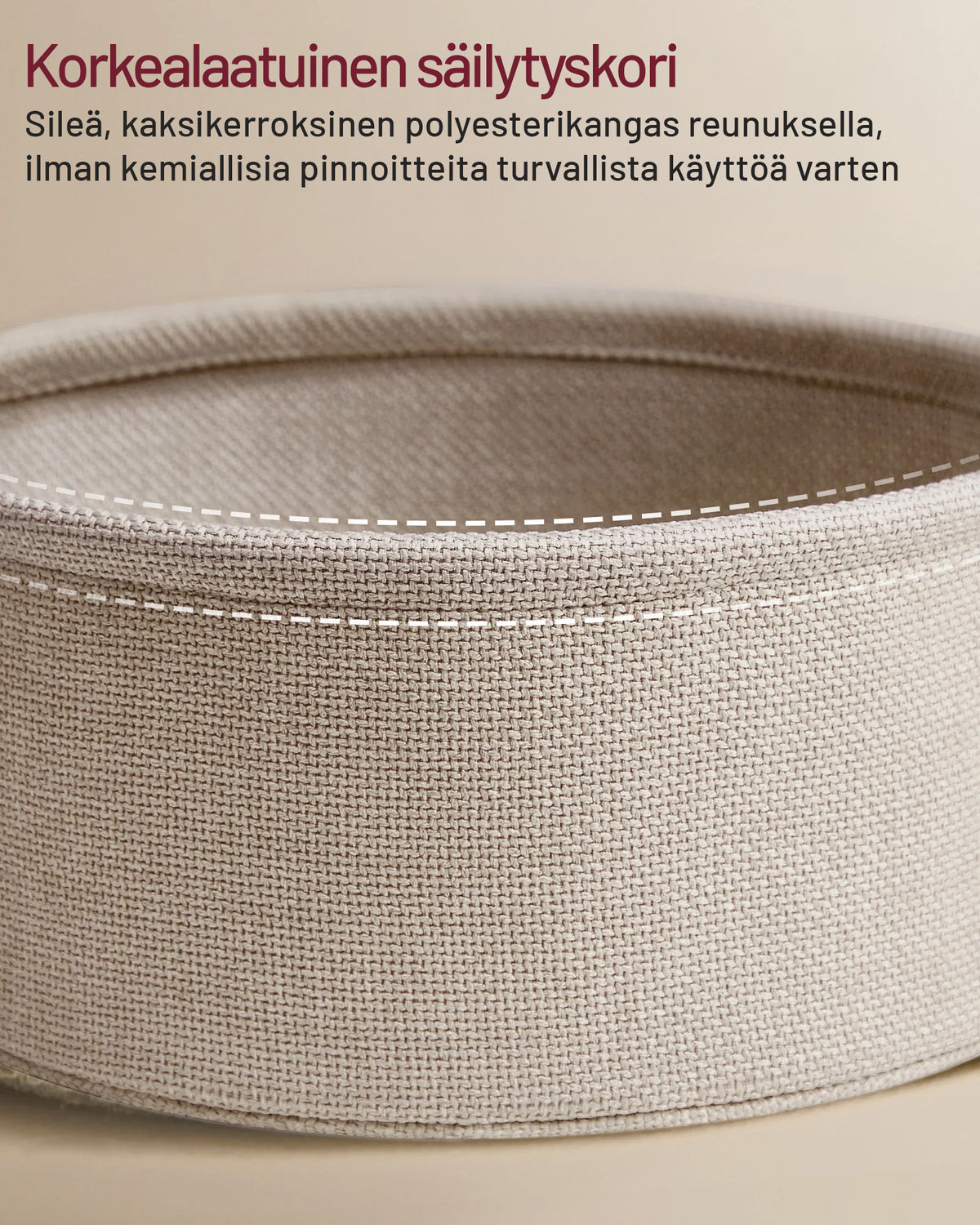 VASAGLE Pyöreä sohvapöytä säilytyskorilla – mattavalkoinen ja kamelinruskea, 75 cm pöytä