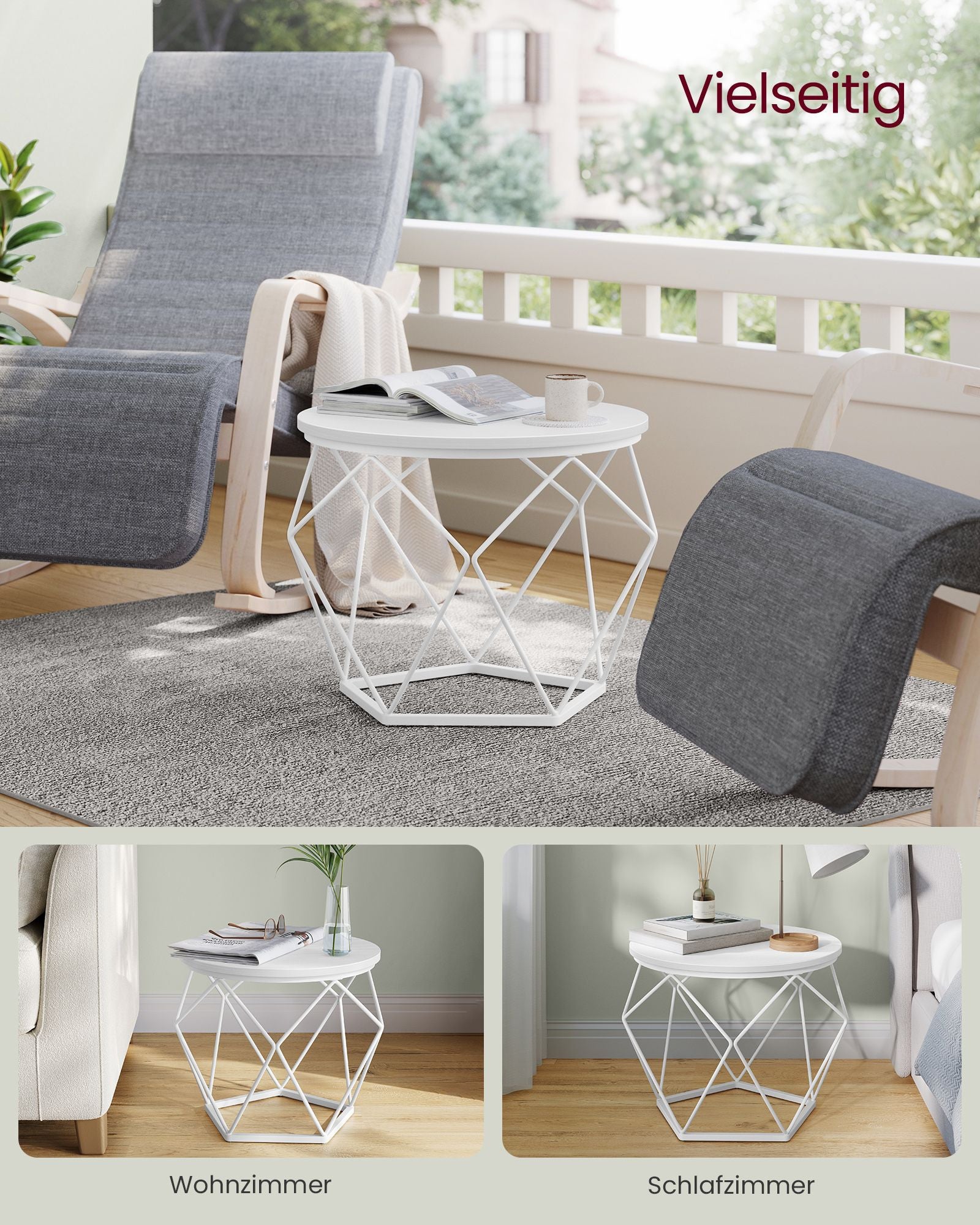 VASAGLE pyöreät sohvapöydät, 2 kpl sivupöytäsarja, 50 & 40 cm, 20 kg kantavuus