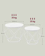 VASAGLE pyöreät sohvapöydät, 2 kpl sivupöytäsarja, 50 & 40 cm, 20 kg kantavuus