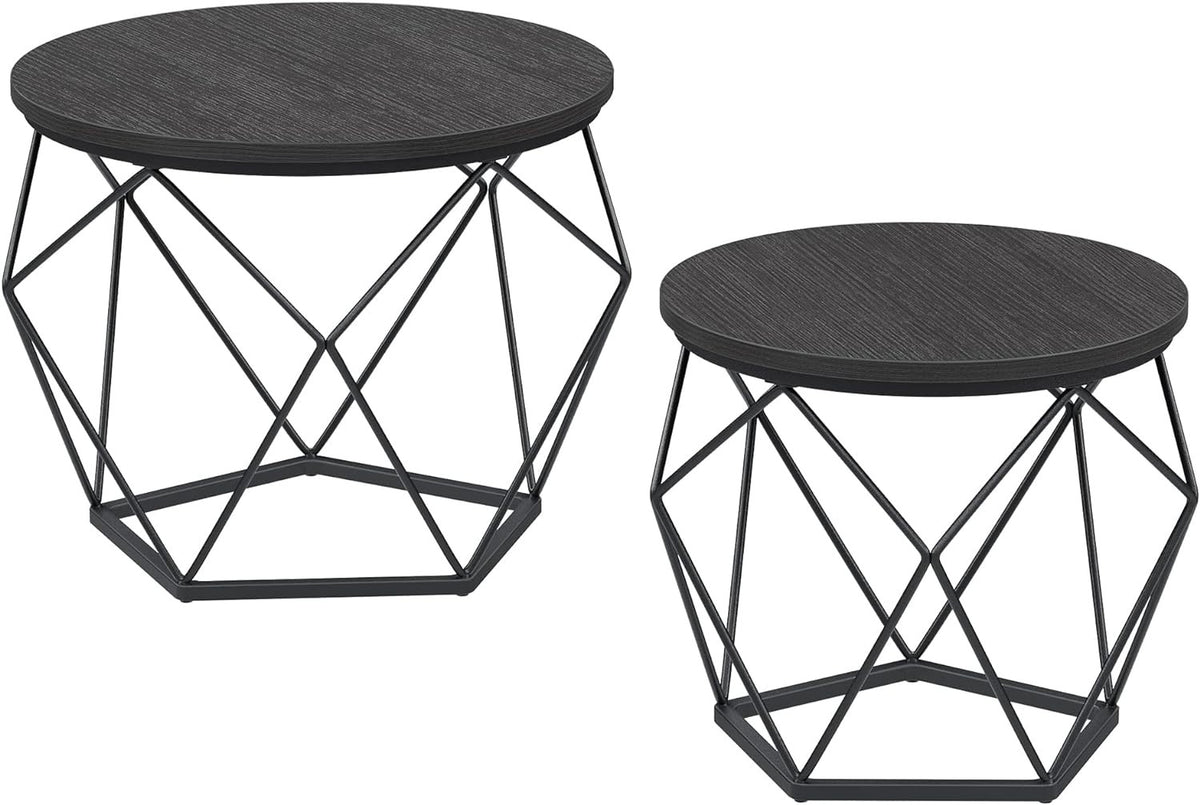 VASAGLE Tvådelat soffbordsset 60 &amp; 50 cm, robust stålram