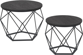 VASAGLE Tvådelat soffbordsset 60 &amp; 50 cm, robust stålram