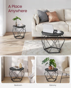 VASAGLE Kaksiosainen sohvapöytäsarja 60 & 50 cm, tukeva teräsrunko