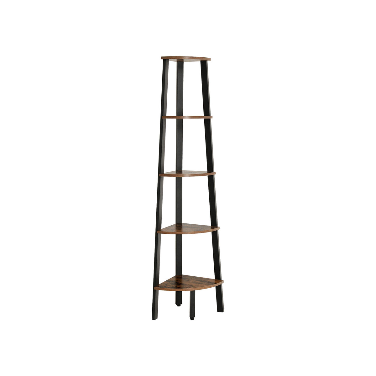 VASAGLE Teollinen kulmahylly – 5-tasoinen hylly teräsrungolla, 34,2 x 34,2 x 158,8 cm