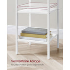 VASAGLE Valkoinen yöpöytä – moderni sivupöytä laatikolla ja hyllyillä, teräsjalat ja tukeva rakenne, 35 x 35 x 70 cm