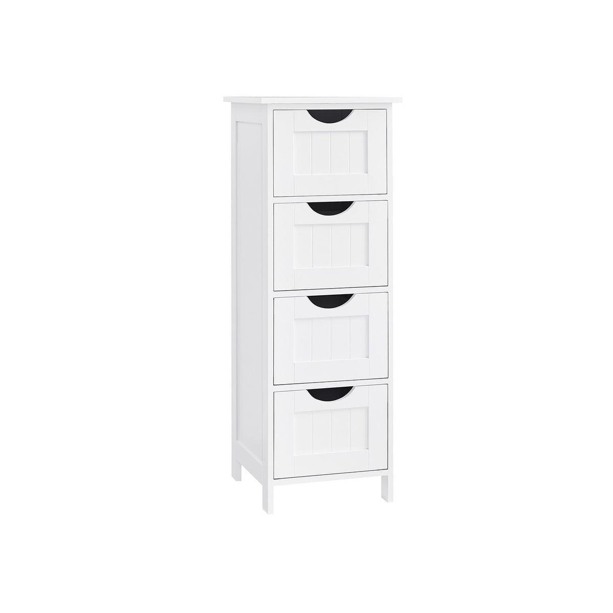 VASAGLE Vitt badrumsskåp – 4 lådor, kompakt MDF-golvskåp med tippskydd, 30 x 30 x 82 cm