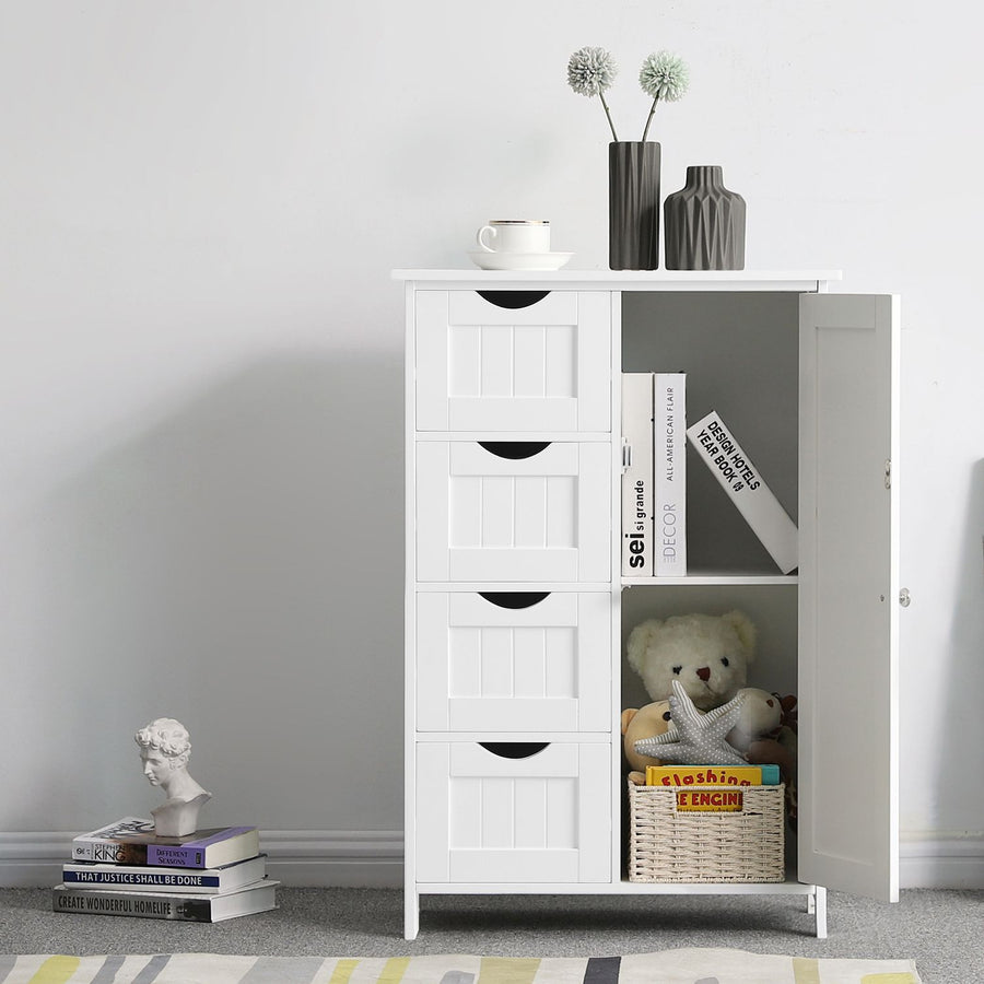 VASAGLE Vitt badrumsskåp – justerbar hylla, robust MDF-konstruktion och stänkskydd, 55 x 30 x 81 cm