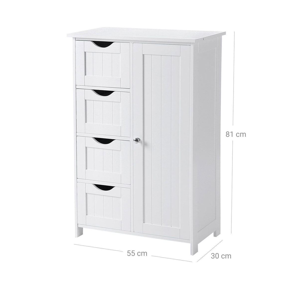 VASAGLE Vitt badrumsskåp – justerbar hylla, robust MDF-konstruktion och stänkskydd, 55 x 30 x 81 cm