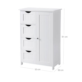 VASAGLE Vitt badrumsskåp – justerbar hylla, robust MDF-konstruktion och stänkskydd, 55 x 30 x 81 cm