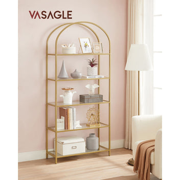 VASAGLE 5-tasoinen hylly - karkaistua lasia ja terästä 83x30x183 cm