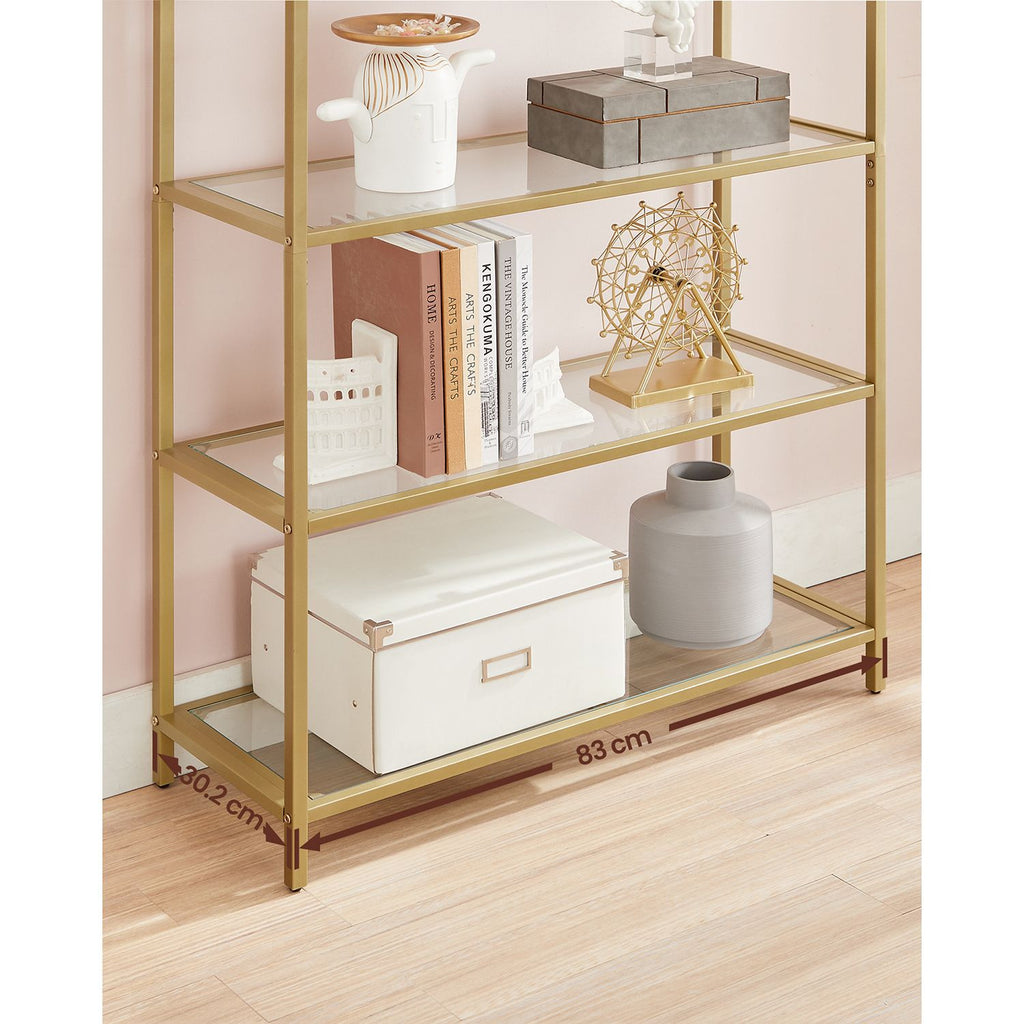 VASAGLE 5-tasoinen hylly - karkaistua lasia ja terästä 83x30x183 cm