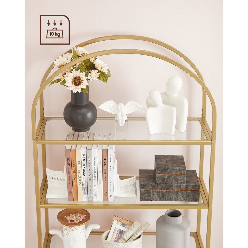 VASAGLE 5-tasoinen hylly - karkaistua lasia ja terästä 83x30x183 cm