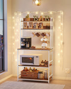 VASAGLE Keittiöhylly pistorasioilla – säädettävä hylly virtapaneelilla, 4 pistorasiaa (1875 W), moderni monikäyttöinen keittiön säilytyshylly