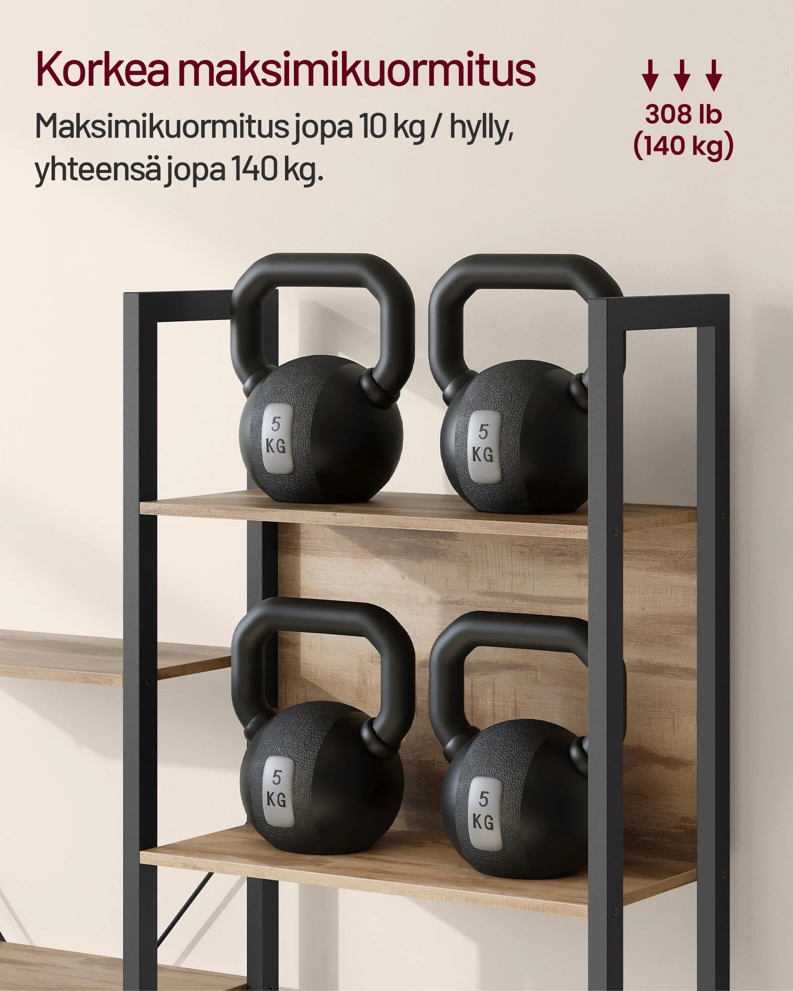 VASAGLE kirjahylly, 14 hyllyä, metallirunko, 158x24x165 cm