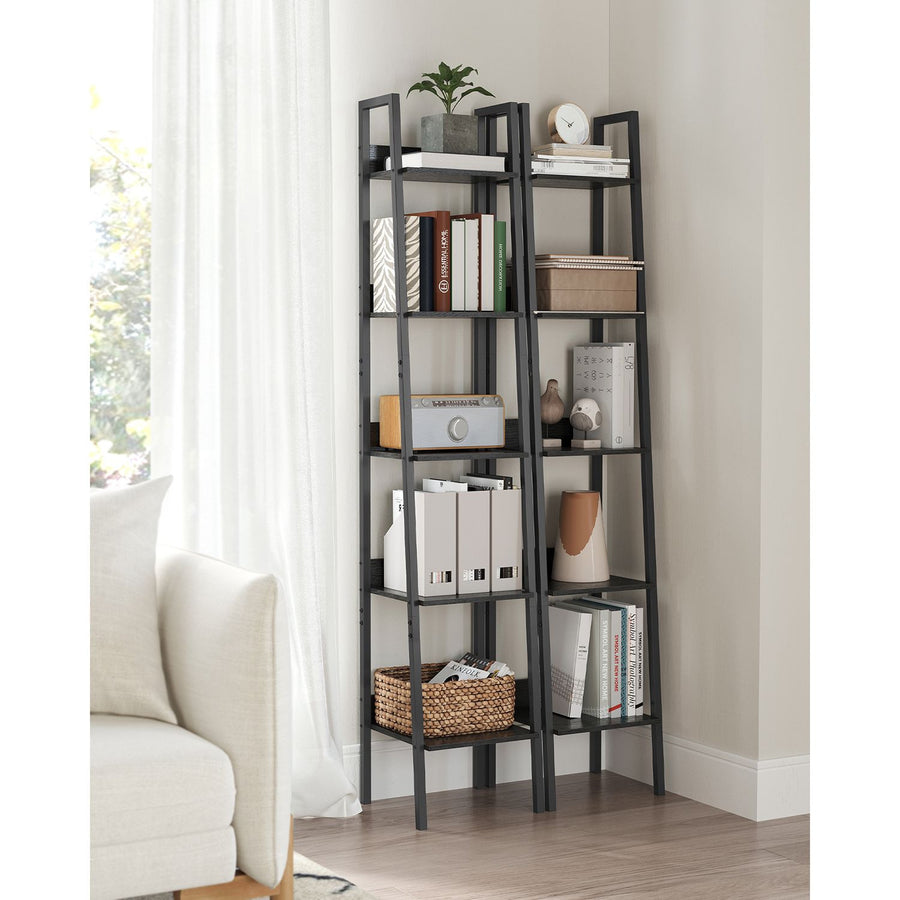 VASAGLE Rustik brun smal hyllplan med 5 nivåer – bokhylla i industriell stil och stabil för små utrymmen 33x30x170 cm