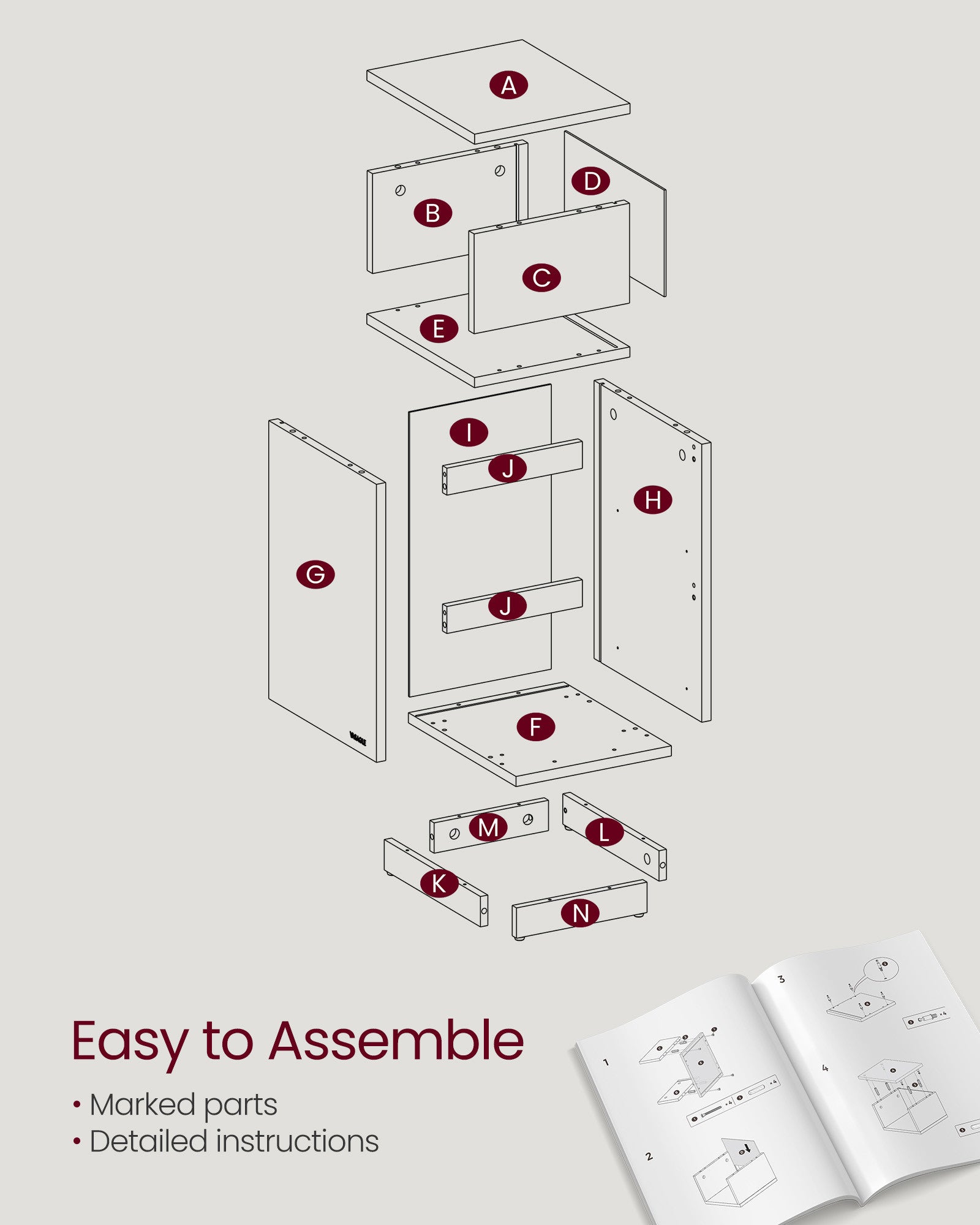 VASAGLE KAILYN-mallisto kapea yöpöytä – eebeninmusta sivupöytä kahdella laatikolla ja avohyllyllä, 25 x 30 x 65 cm