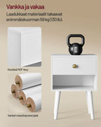 VASAGLE yöpöydät, 2 kpl, minimalistinen yöpöytä laatikolla ja avohyllyllä 39 x 28 x 55 cm