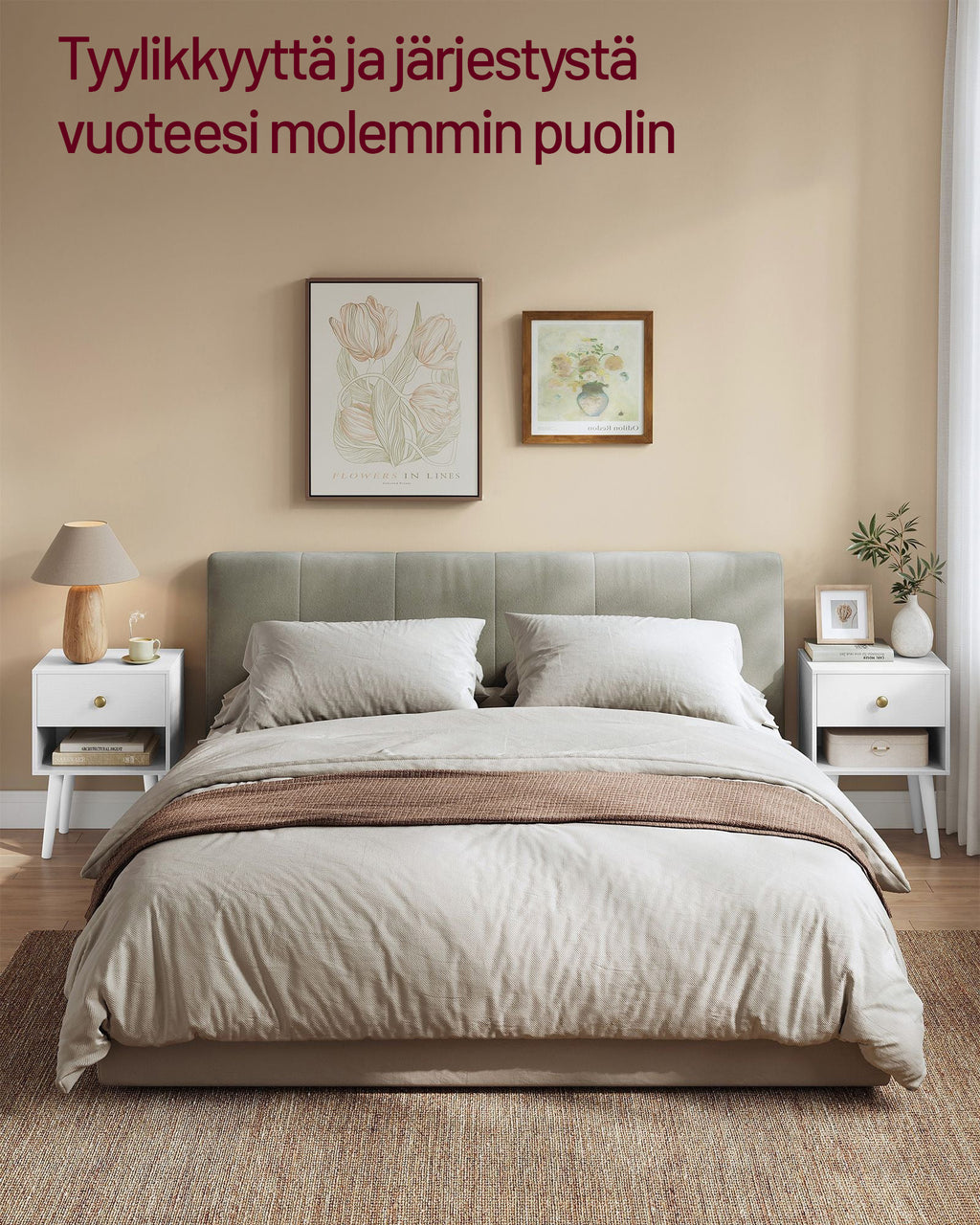 VASAGLE yöpöydät, 2 kpl, minimalistinen yöpöytä laatikolla ja avohyllyllä 39 x 28 x 55 cm