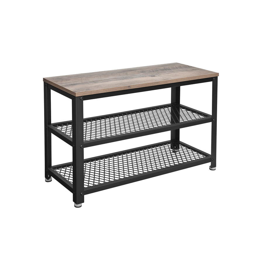 VASAGLE Moderni kenkäpenkki eteiseen – greige & musta teräs, 2 hyllyä, 73 cm