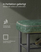 VASAGLE EKHO-mallisto Kenkäpenkki keinonahkaisella istuimella ja kolmella hyllyllä, metsänvihreä, tukeva teräsrunko