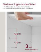 VASAGLE Kenkäpenkki 12 lokerolla, istuintyynyllä ja säädettävillä hyllyillä, valkoinen/harmaa