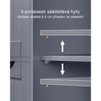 VASAGLE Harmaa kylpyhuonekaappi laatikoilla – Kompakti säilytyskaappi ovella ja säädettävällä hyllyllä