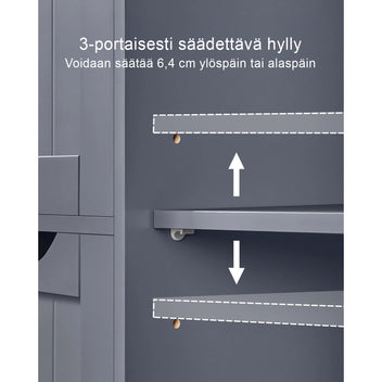 VASAGLE Harmaa kylpyhuonekaappi laatikoilla – Kompakti säilytyskaappi ovella ja säädettävällä hyllyllä
