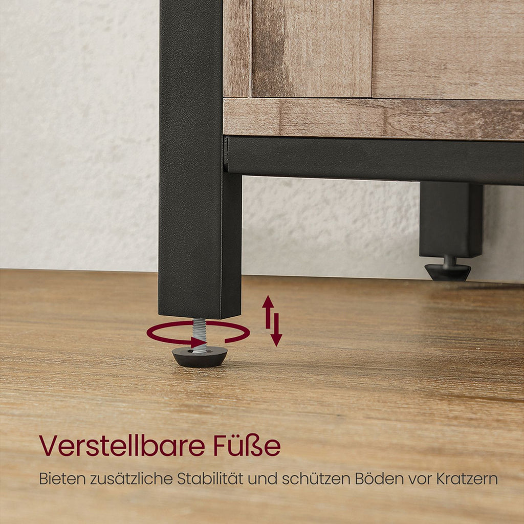 VASAGLE Rustiikkinen liukuovellinen keittiökaappi – Monikäyttöinen säilytyskaappi metallirungolla ja säädettävillä hyllyillä