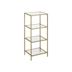 VASAGLE kylpyhuoneen säilytyshylly, karkaistua lasia, kullanvärinen runko, 30 x 40 x 95 cm