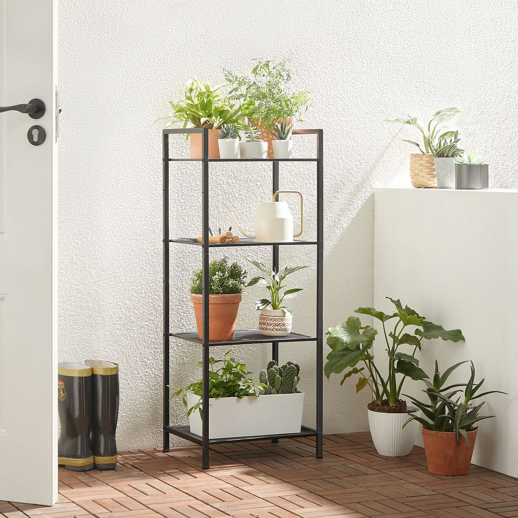 Säädettävä metallihylly kylpyhuoneeseen ja keittiöön, 4 tasoa, musta 38x30x96 cm