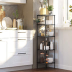 Kapea 5-tasoinen kylpyhuonehylly – säädettävät hyllyt, teräsrunko ja PP-hyllymatot pieniin tiloihin