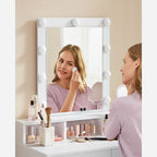 VASAGLE Valollinen meikkipöytä peilillä – 9 himmennettävää LED-valoa, säilytystilaa ja moderni valkoinen design