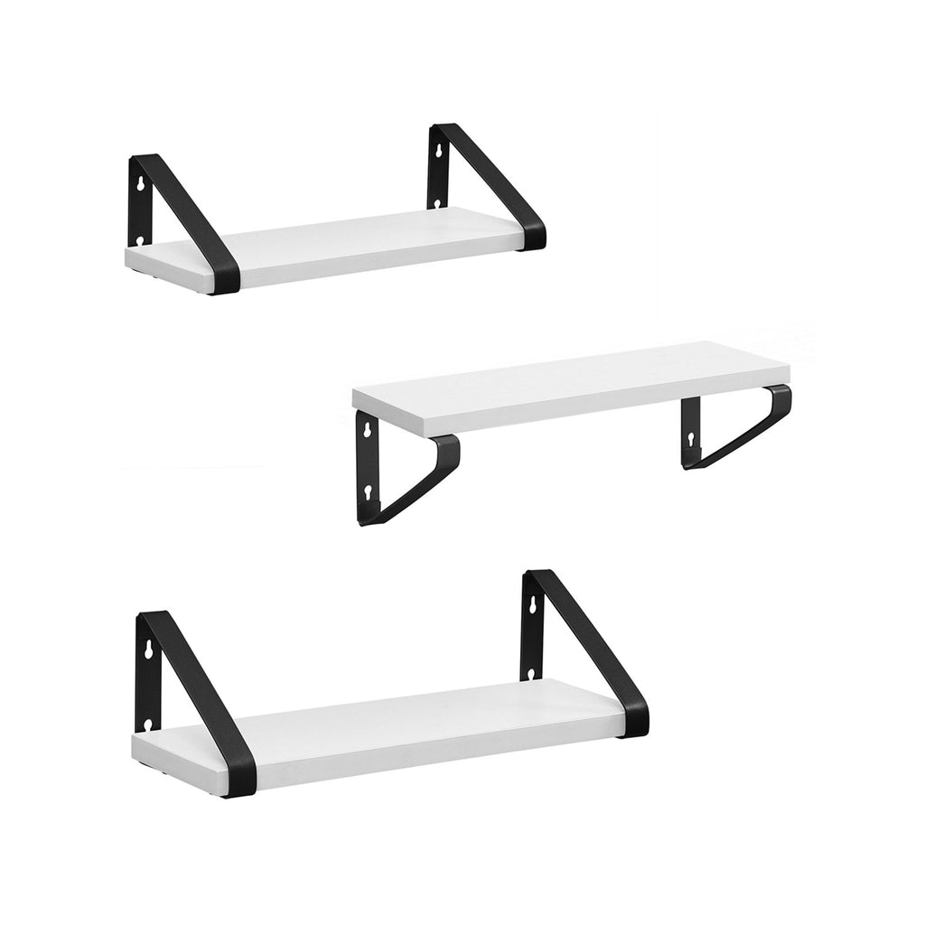 VASAGLE Moderni 3-osainen seinähyllysetti – valkoinen ja musta teräksinen säilytysratkaisu