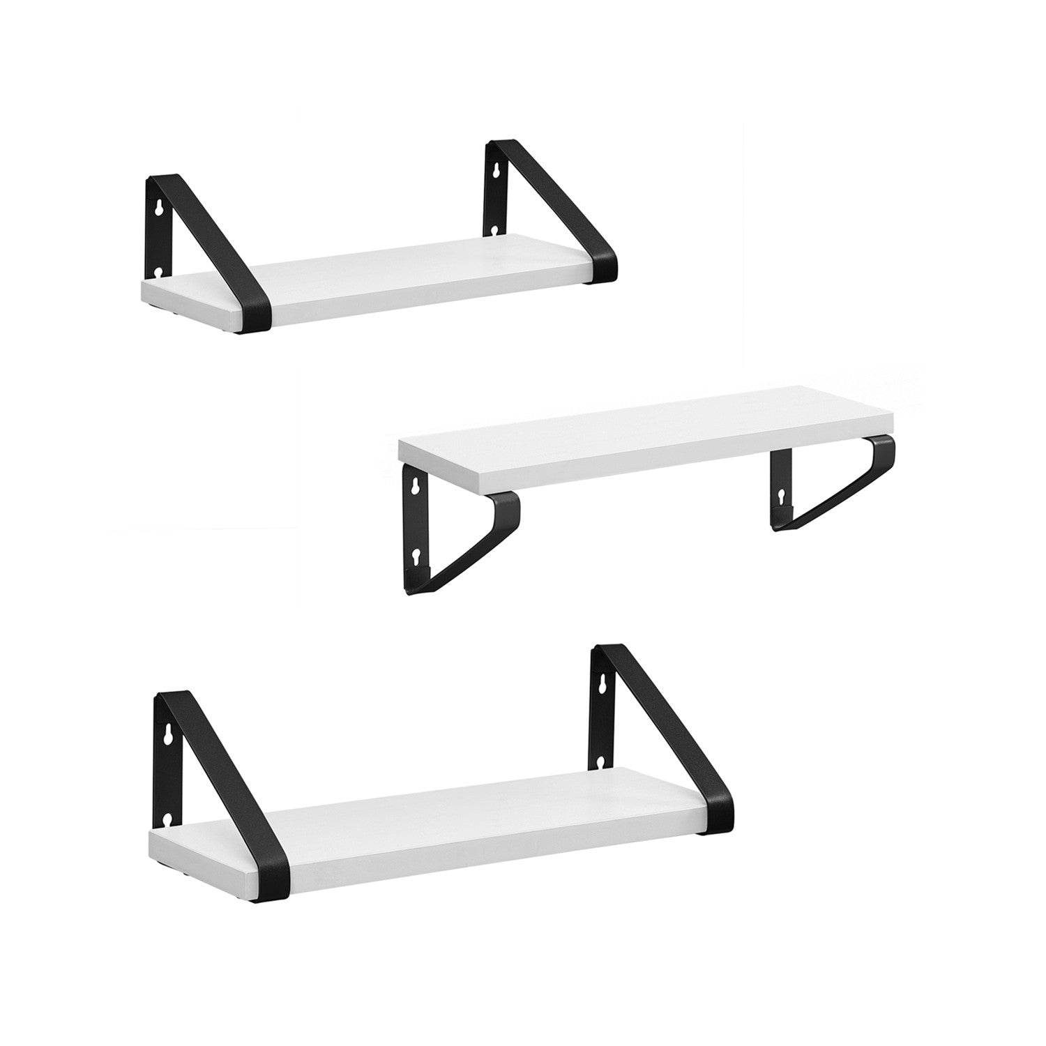 VASAGLE Moderni 3-osainen seinähyllysetti – valkoinen ja musta teräksinen säilytysratkaisu