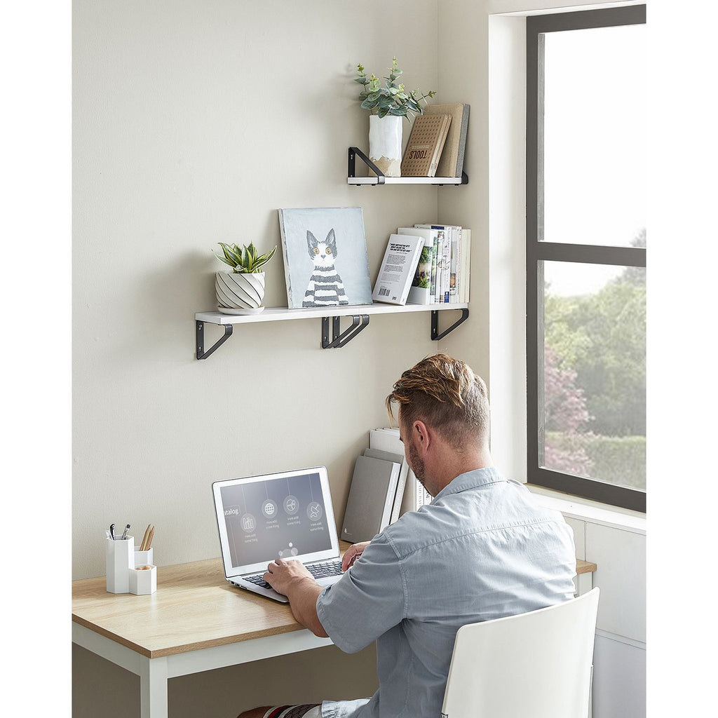 VASAGLE Moderni 3-osainen seinähyllysetti – valkoinen ja musta teräksinen säilytysratkaisu