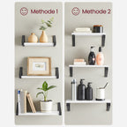 VASAGLE Moderni 3-osainen seinähyllysetti – valkoinen ja musta teräksinen säilytysratkaisu