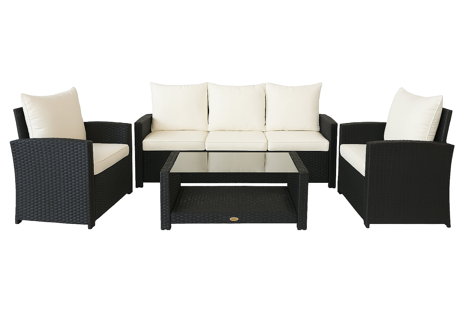 OUTLET! POHJOLA GARDEN Polyrottinki Sohvaryhmä 4-osainen, Musta/beige, MATLEENA