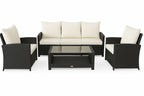 OUTLET! POHJOLA GARDEN Polyrottinki Sohvaryhmä 4-osainen, Musta/beige, MATLEENA
