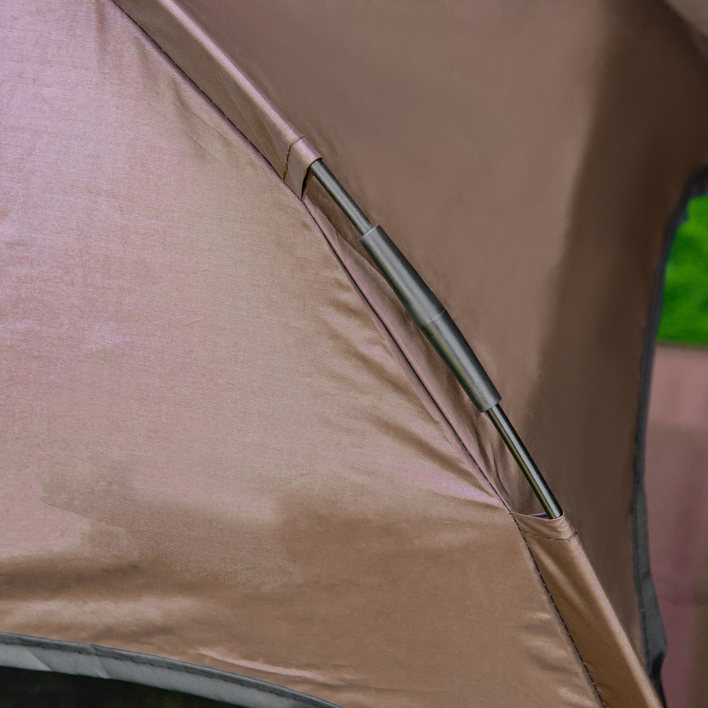 Korotettu lemmikkisänky katoksella – hengittävä ulkosänky keskikokoisille koirille, ruskea