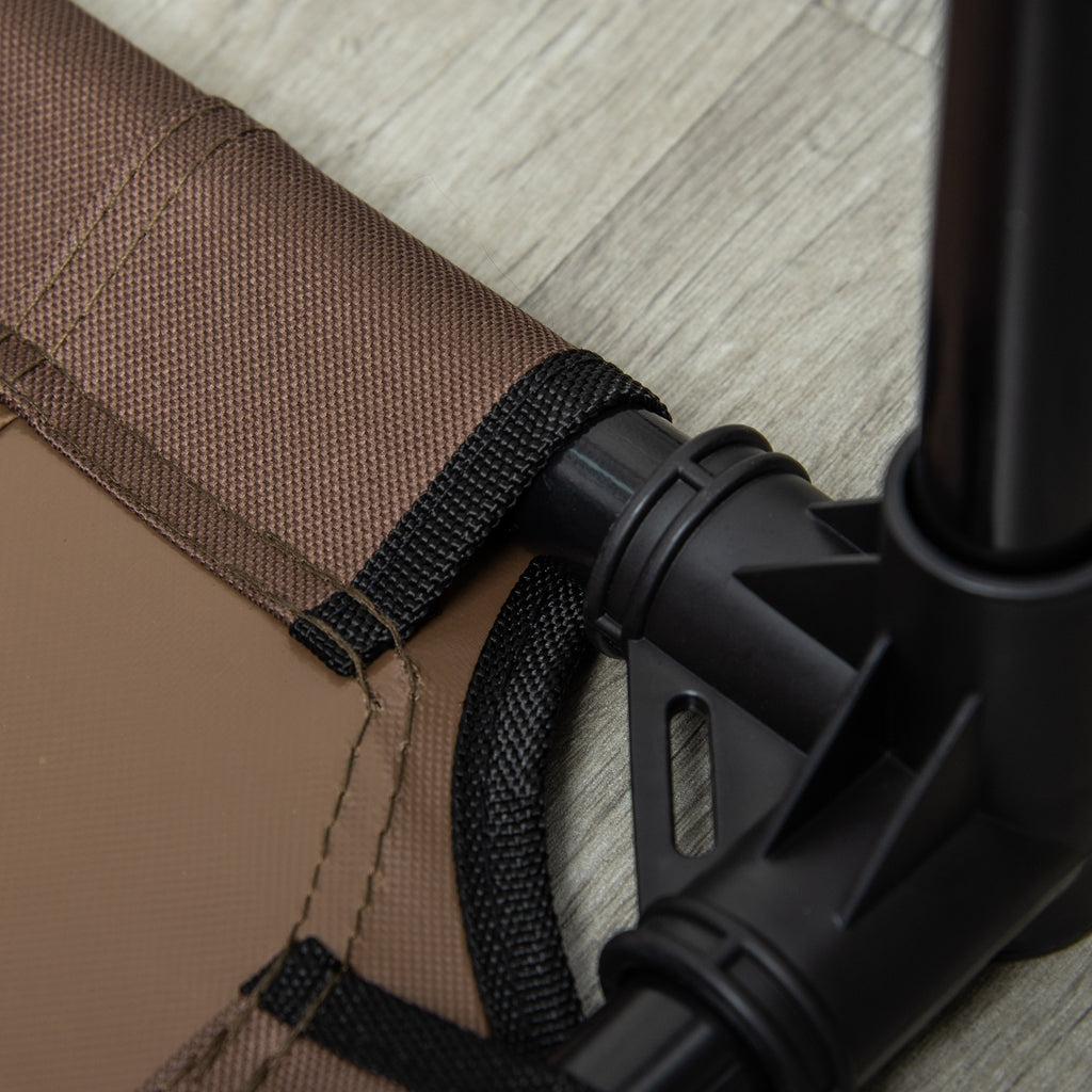 Korotettu koiranpeti kato, ulko- ja sisäkäyttöön, max. 30 kg, ruskea