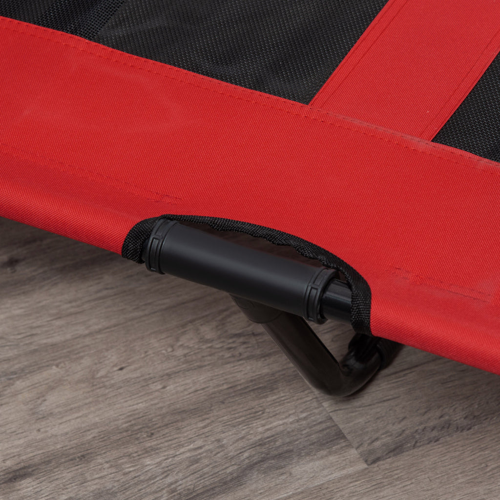 Korotettu koiransänky suurille koirille, 122 cm, kantavuus 60 kg, punainen