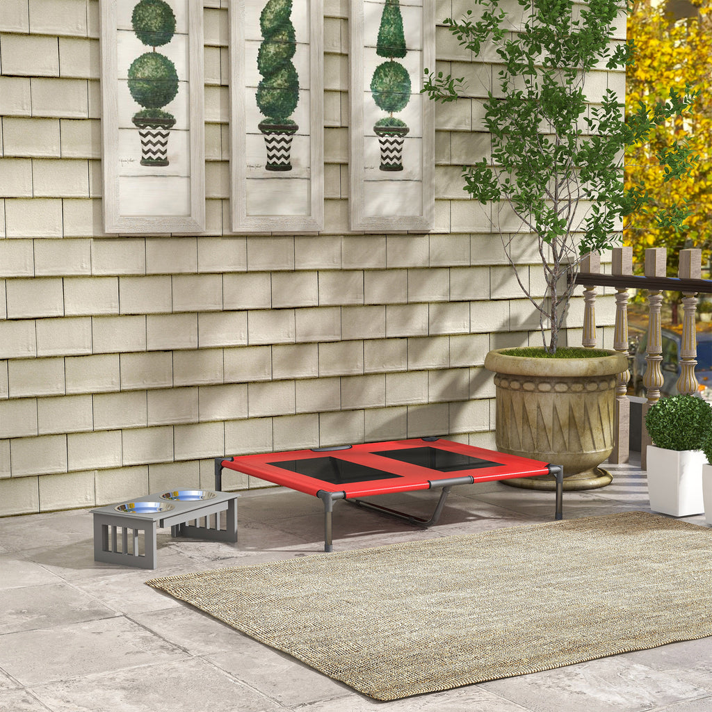 Ulkokäyttöön sopiva koiransänky suurille koirille – kestävä ja hengittävä lemmikkisohva, punainen