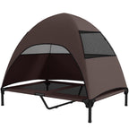 Korotettu koiransänky katoksella – ruskea/musta, 106 cm, enintään 30 kg