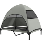 Korotettu koiransänky katoksella – harmaa, 106 cm, enintään 30 kg