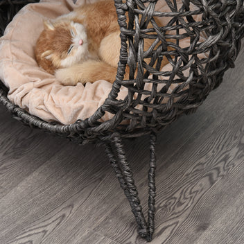 Rottingkattgrotta med mjuk kudde – silvergrå, Ø52 cm, max. 10 kg