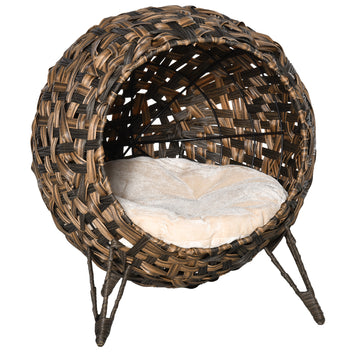 Rottingkattgrotta med mjuk kudde – brun, Ø52 cm, max. 10 kg
