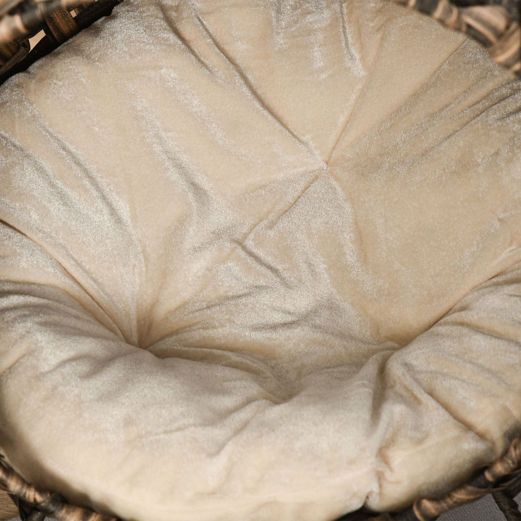 Rottinkinen kissanluola pehmeällä tyynyllä – ruskea, Ø52 cm, enintään 10 kg